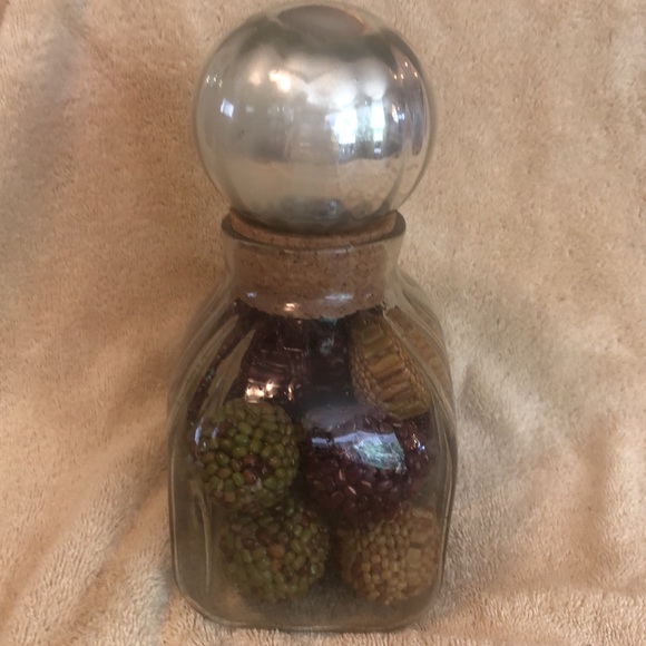 VTG BLOWN GLASS DECANTER WITH MERCURY GLASS STOPPER PERFUME BOTTLE SHAPE 8.5" T - Picture 2 of 6
